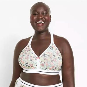 Cacique Floral Cotton Bra, NWOT, Wireless Lightly Lined, Full Coverage Size 44D‎